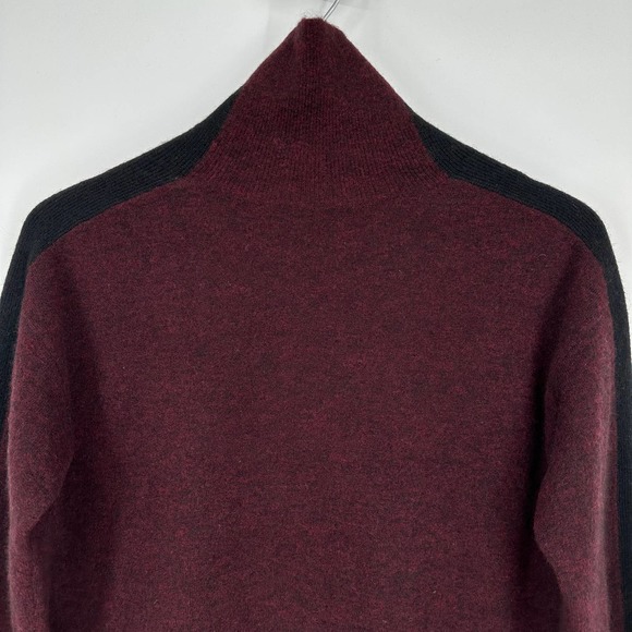 Veronica Beard Denisa Turtleneck Sweater Merino Wool Yak Blend Burgundy/ Black - Picture 9 of 13